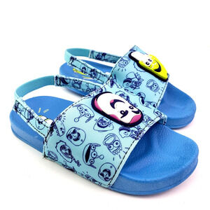 Disney Toy Story Toddler Boys Size 7/8 Blue Slip On Heel Strap Slide Sandals